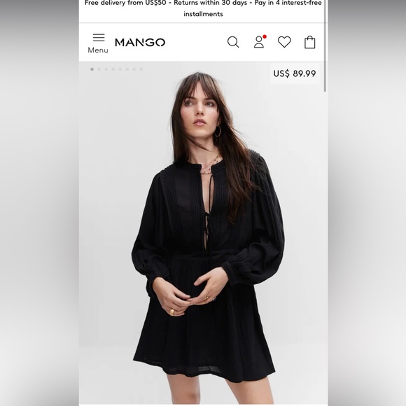 mango textured dress with bows - Picture 1 of 7